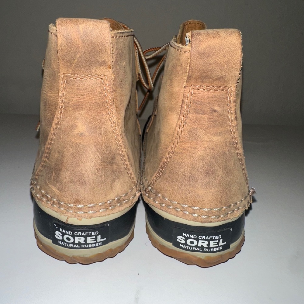 Sorel Out N About Brown Leather‎ Lace Up Ankle Duck Boots Women 8.5 Outdoor - Picture 2 of 9
